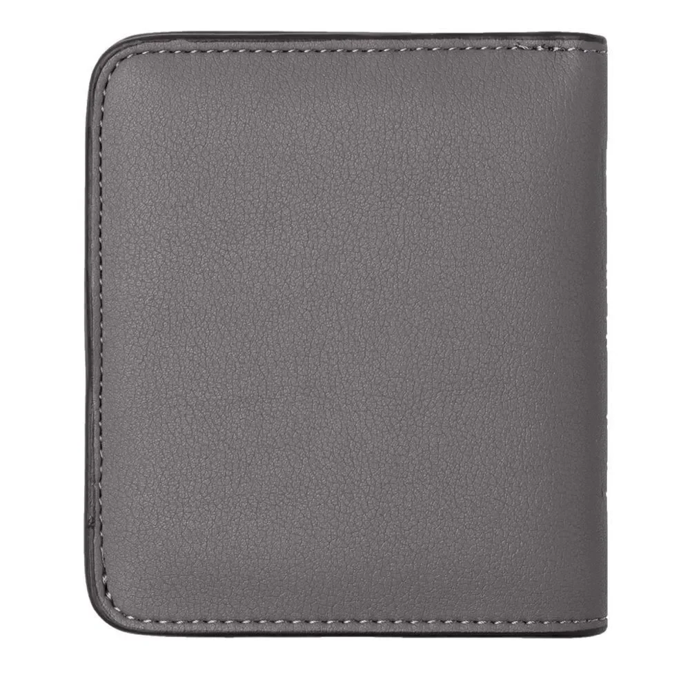 Gray Leather Compact Wallet